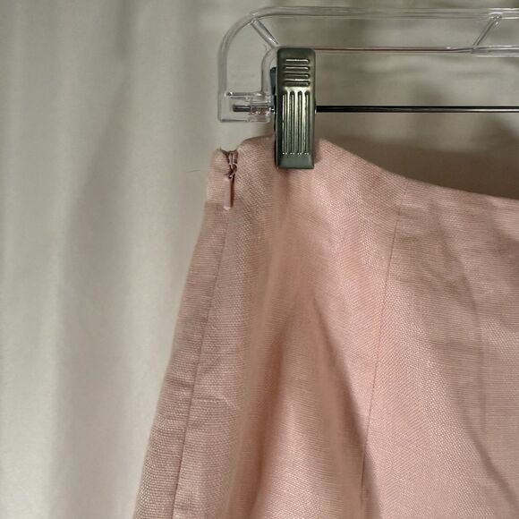 Lauren Ralph Lauren 100% Linen Skirt Women's 4 Pink Side Zip Lined Pocketless - Picture 5 of 6